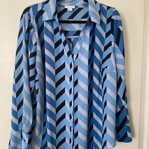 Liz Claiborne Blue Chevron Button Down Shirt